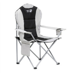 GETFIT Get Fit Premium Camping Chair - Lightweight 3Kg Folding Chair With Pocket Cup Holder & Carry Bag - Capacity 130Kg - Grey Single - thumbnail 1