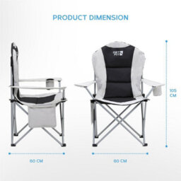 GETFIT Get Fit Premium Camping Chair - Lightweight 3Kg Folding Chair With Pocket Cup Holder & Carry Bag - Capacity 130Kg - Grey Single - thumbnail 2