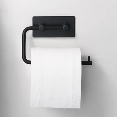 CLEFFNS Toilet Paper Holder Self Adhesive Stainless Steel Tissue Towel Paper Roll Holder Rustproof Matte Black - image 1