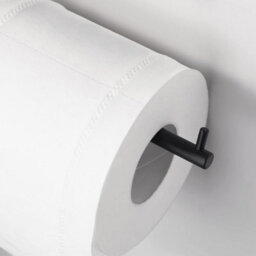 CLEFFNS Toilet Paper Holder Self Adhesive Stainless Steel Tissue Towel Paper Roll Holder Rustproof Matte Black - thumbnail 7