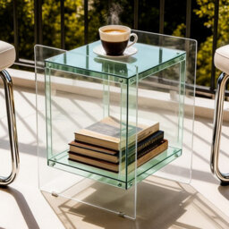 Fativo L46Xw39.5Xh55Cm Square Clear Acrylic Bedside Nightstand Modern Living Room Side Table With Shelf, Green - thumbnail 8