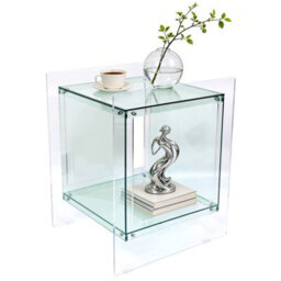 Fativo L46Xw39.5Xh55Cm Square Clear Acrylic Bedside Nightstand Modern Living Room Side Table With Shelf, Green - thumbnail 3
