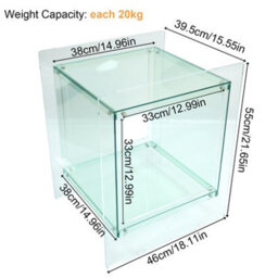 Fativo L46Xw39.5Xh55Cm Square Clear Acrylic Bedside Nightstand Modern Living Room Side Table With Shelf, Green - thumbnail 2