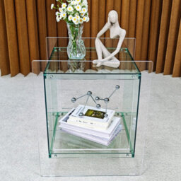 Fativo L46Xw39.5Xh55Cm Square Clear Acrylic Bedside Nightstand Modern Living Room Side Table With Shelf, Green - thumbnail 6
