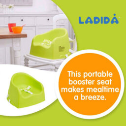 Ladida Portable Booster Seat, Travel High Chair, Suitable For Feeding And Dining (Green) 415 - thumbnail 3