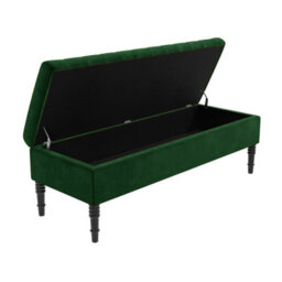 Safar 180Cm Ottoman Storage Bench - Plush Velvet Shoe Bench - Forest Green Lined Upholstery Storage Footstool - thumbnail 5