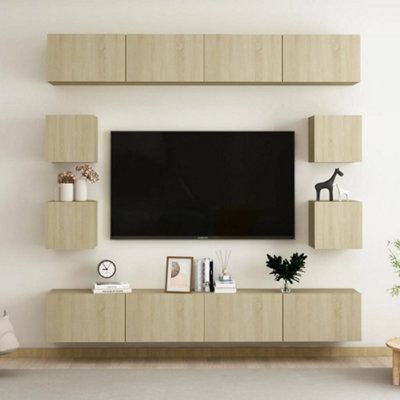 Berkfield 8 Piece Tv Cabinet Set Sonoma Oak Engineered Wood - image 1