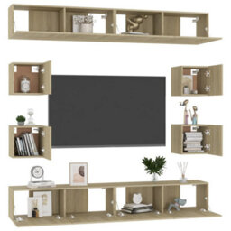 Berkfield 8 Piece Tv Cabinet Set Sonoma Oak Engineered Wood - thumbnail 3
