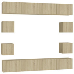 Berkfield 8 Piece Tv Cabinet Set Sonoma Oak Engineered Wood - thumbnail 2