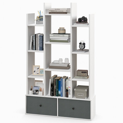 Costway 12 Tier Bookshelf Open Storage Wood Bookcase Organizer Display Shelf - image 1
