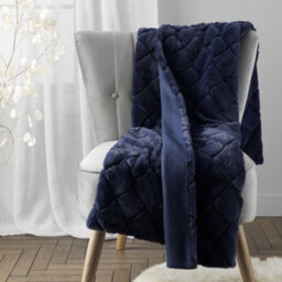 Catherine Lansfield Downstairs Living Cosy Diamond Soft 130X170Cm Blanket Throw Navy