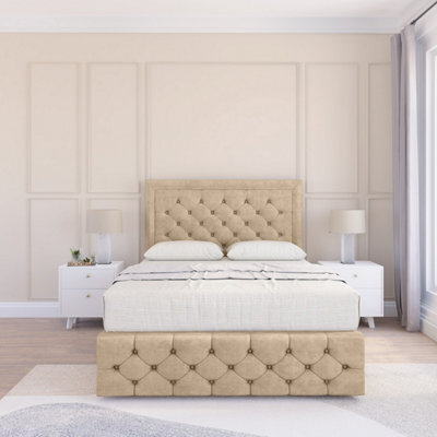 "Sloomy 5Ft Vienna Coniston Almond Bed Set With 2 Drawers & Footboard, Mattress & 54"" Headboard - King" - image 1