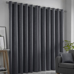 Fusion Strata Charcoal Triple-Woven Dimout Eyelet Curtains - thumbnail 2