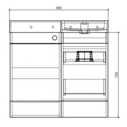 Plum&clay Solstice Gloss Light Grey Right Hand Bathroom Vanity Basin & Wc Unit Combination (W)900mm (H)890mm - thumbnail 2