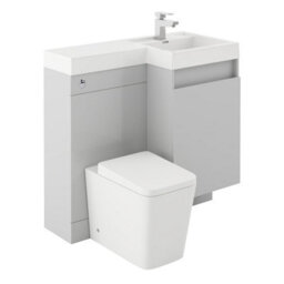 Plum&clay Solstice Gloss Light Grey Right Hand Bathroom Vanity Basin & Wc Unit Combination (W)900mm (H)890mm - thumbnail 1
