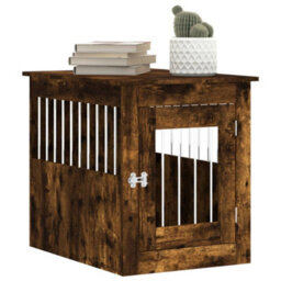 Walplus Smoked Oak Dog Crate Furniture End Table 55X75X65 Cm Engineered Wood - thumbnail 4