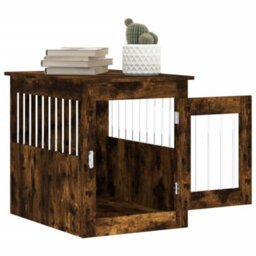 Walplus Smoked Oak Dog Crate Furniture End Table 55X75X65 Cm Engineered Wood - thumbnail 5