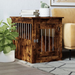 Walplus Smoked Oak Dog Crate Furniture End Table 55X75X65 Cm Engineered Wood