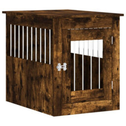Walplus Smoked Oak Dog Crate Furniture End Table 55X75X65 Cm Engineered Wood - thumbnail 2