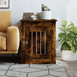 Walplus Smoked Oak Dog Crate Furniture End Table 55X75X65 Cm Engineered Wood - thumbnail 3