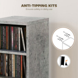 Grey Set Of 2 Cd Media Display Shelf Unit Tower Rack With Adjustable Shelves - thumbnail 3