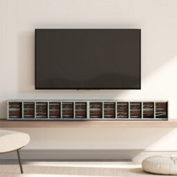 Grey Set Of 2 Cd Media Display Shelf Unit Tower Rack With Adjustable Shelves - thumbnail 6