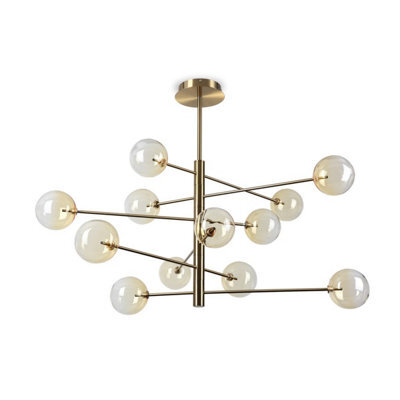 Ideal Lux Equinoxe 12 Light Multi Arm Pendant Ceiling Light Shaded Amber