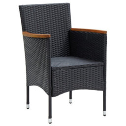 Berkfield Garden Dining Chairs 4 Pcs Poly Rattan Black - thumbnail 4