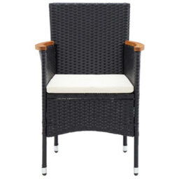 Berkfield Garden Dining Chairs 4 Pcs Poly Rattan Black - thumbnail 3