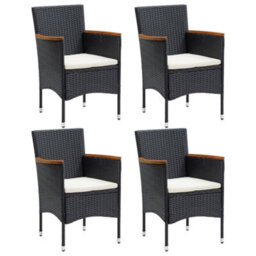 Berkfield Garden Dining Chairs 4 Pcs Poly Rattan Black - thumbnail 1