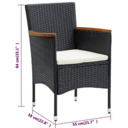 Berkfield Garden Dining Chairs 4 Pcs Poly Rattan Black - thumbnail 8