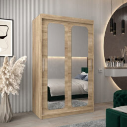 Arte Uppsala T3 Sliding Door Wardrobe 120Cm In Oak Sonoma - Timeless Mirrored Wardrobe For Effortless Organisation - thumbnail 1