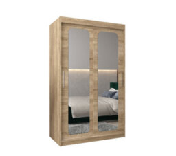 Arte Uppsala T3 Sliding Door Wardrobe 120Cm In Oak Sonoma - Timeless Mirrored Wardrobe For Effortless Organisation - thumbnail 2