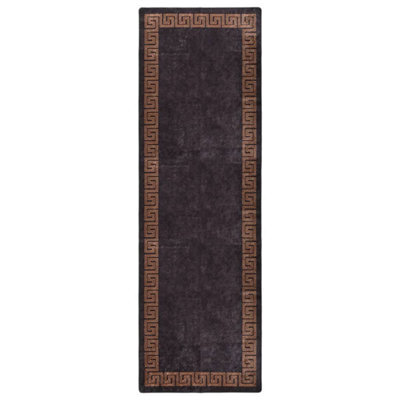 Berkfield Rug Washable 80X300 Cm Black And Gold Anti Slip
