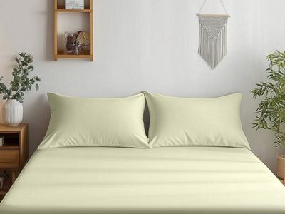 Luxury 400Tc Sateen Cotton Housewife Pillowcase Pair Hotel Quality Envelope Closing Cream
