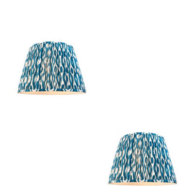 Loops Elegant Set Of 2 Handcrafted Marlin Blue Lamp Shades - 40Cm Tapered Design - image 1