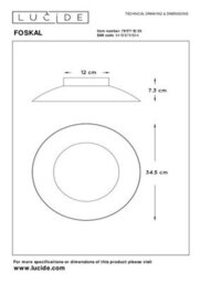 Lucide Foskal Modern Flush Ceiling Light 34.5Cm- Led - 1X12W 2700K - Black - thumbnail 7
