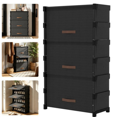 3 Drawer Shoe Cabinet Cupboard Storage Footwear Stand Dustproof Rack - image 1
