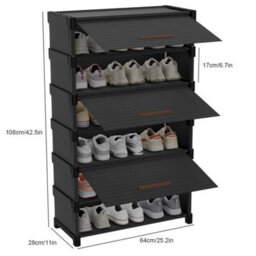 3 Drawer Shoe Cabinet Cupboard Storage Footwear Stand Dustproof Rack - thumbnail 2
