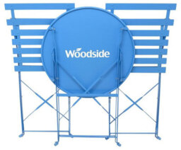 Woodside Aylsham Outdoor Garden Patio Folding Table & Chair Bistro Set, Blue - thumbnail 3