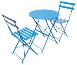Woodside Aylsham Outdoor Garden Patio Folding Table & Chair Bistro Set, Blue - thumbnail 2