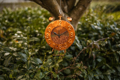 Garden Clock Hanging Bird Feeder - Copper Effect - image 1