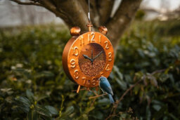 Garden Clock Hanging Bird Feeder - Copper Effect - thumbnail 8