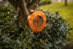 Garden Clock Hanging Bird Feeder - Copper Effect - thumbnail 3
