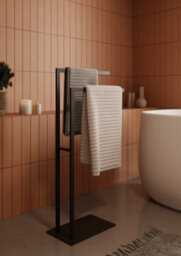 Cosmic Towel Stand, Two Towel Rails, Freestanding, Matt Black, Essentials Collection - thumbnail 2