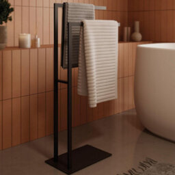 Cosmic Towel Stand, Two Towel Rails, Freestanding, Matt Black, Essentials Collection - thumbnail 3