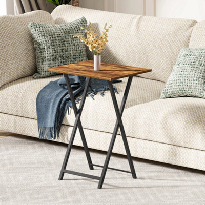 Folding Snack Table Side Table Tv Tray Table End Table Brown - image 1