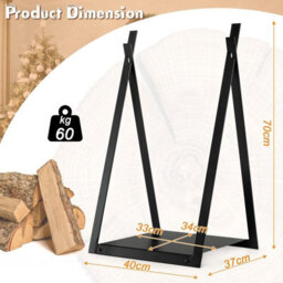Gainoom Firewood Black Log Rack Heavy Duty Firewood Holder With Stable Triangular Structure - thumbnail 2