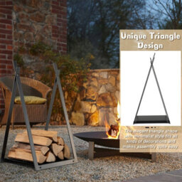 Gainoom Firewood Black Log Rack Heavy Duty Firewood Holder With Stable Triangular Structure - thumbnail 5
