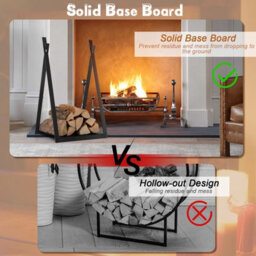 Gainoom Firewood Black Log Rack Heavy Duty Firewood Holder With Stable Triangular Structure - thumbnail 6